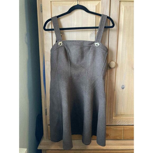 GAP X CULT GAIA Brown Wool Mini Dress w/ Gold Hardware, Size 6 - Picture 2 of 7